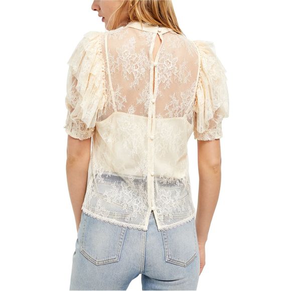 Free People Secret Admirer Blouse In Eggnog - Picture 3 of 16